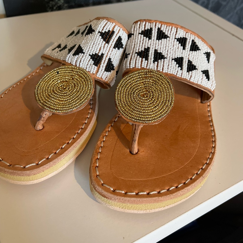 Laid Back London beaded slides.